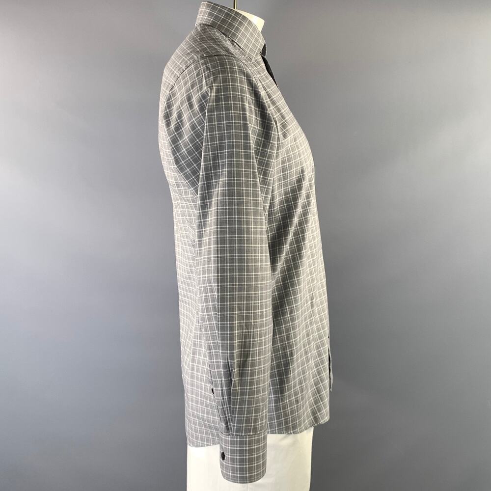 ETON Size 40 Grey White Plaid Cotton Button Up Long Sleeve Shirt - Picture 2 of 6